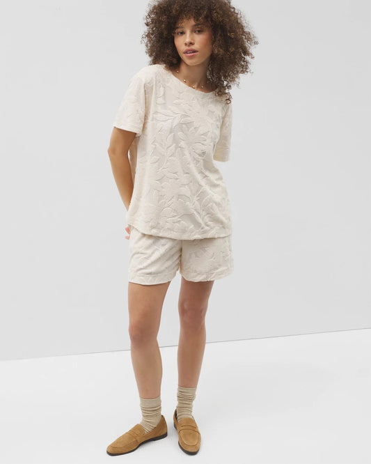 Jacquard Terry Short Sleeve Top - PARCHMENT | Soma Women