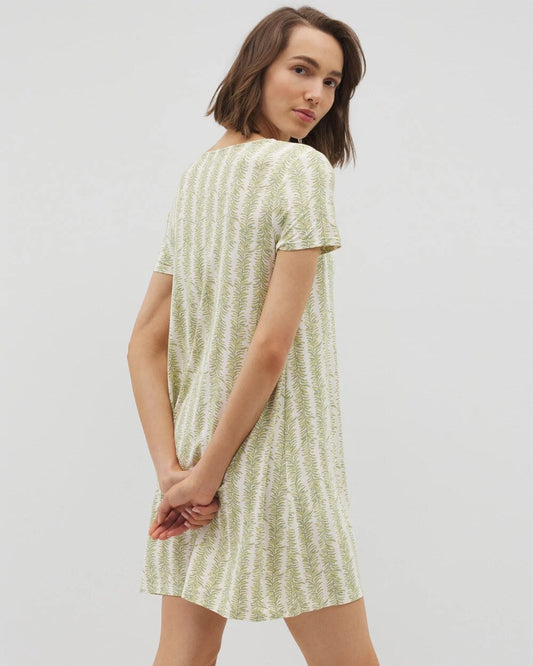 Short Sleeve Scoop Neck Sleepshirt - CHILL STRIPE CHAMPAGNE | Soma Women