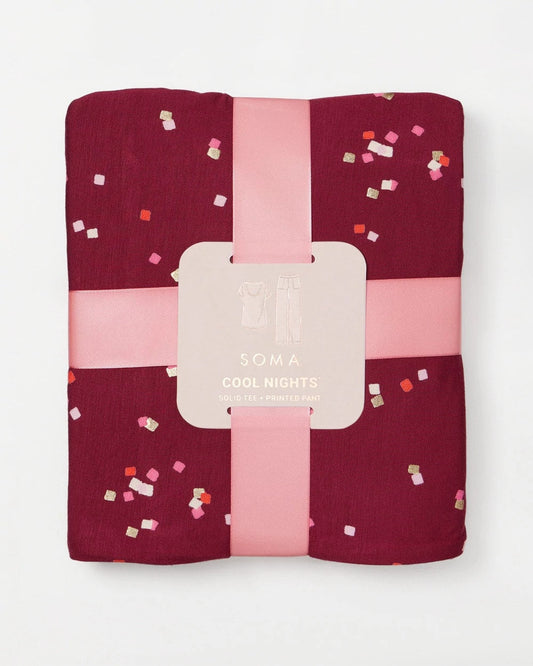 Packaged Short-Sleeve Pant Pajama Set - SCATTERED SQUARES VP/FOIL | Soma Women