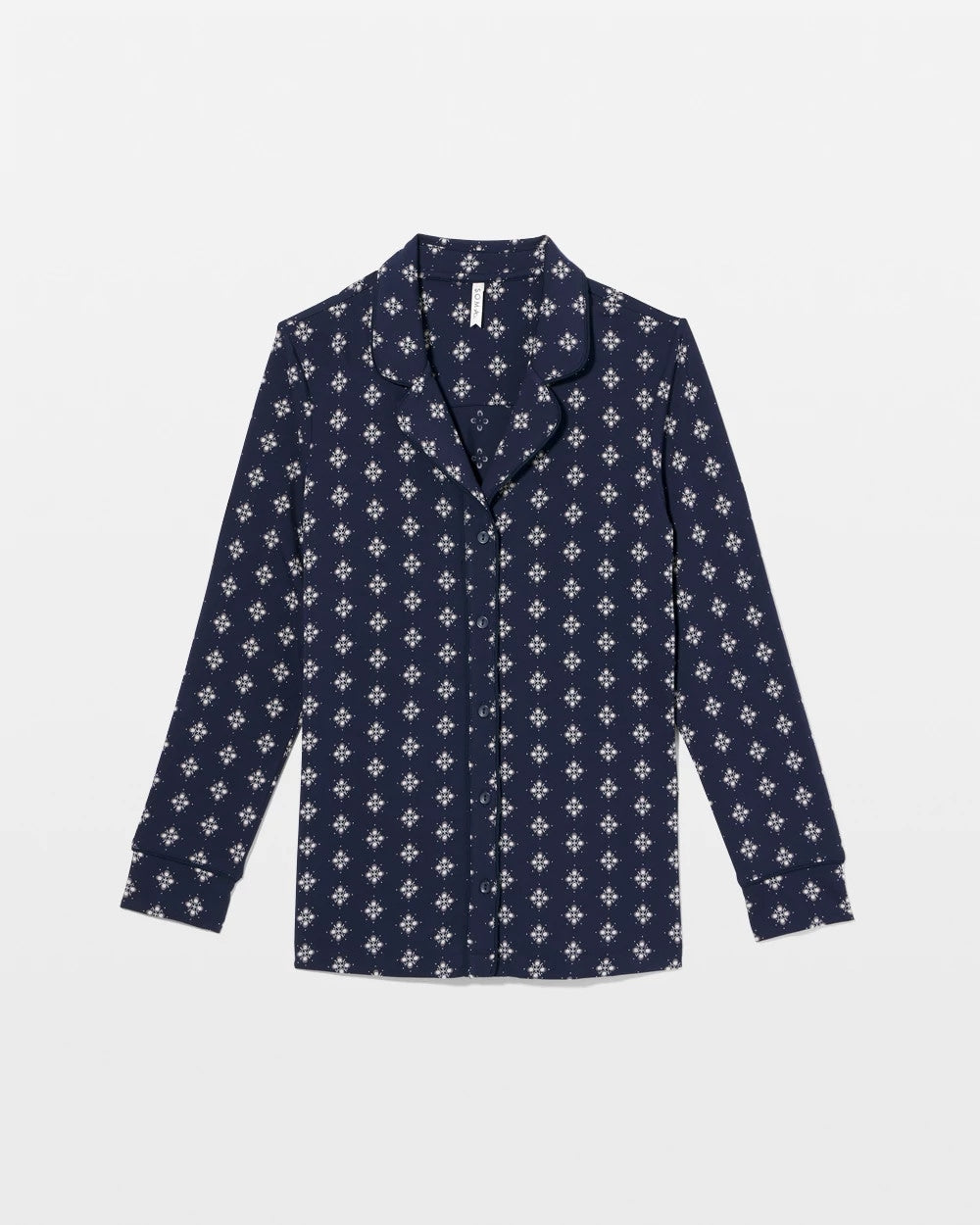 Long-Sleeve Printed Notch Collar Pajama Top - BELLE FOULARD NAVY | Soma Women