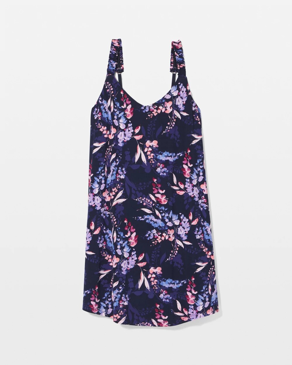 Cool Nights Ruffle Strap Chemise - BLOOM BRIGHTLY NAVY | Soma Women