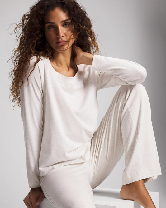 Most Loved Cotton Long Sleeve Pajama Tee - HEATHER CRYSTAL | Soma Women
