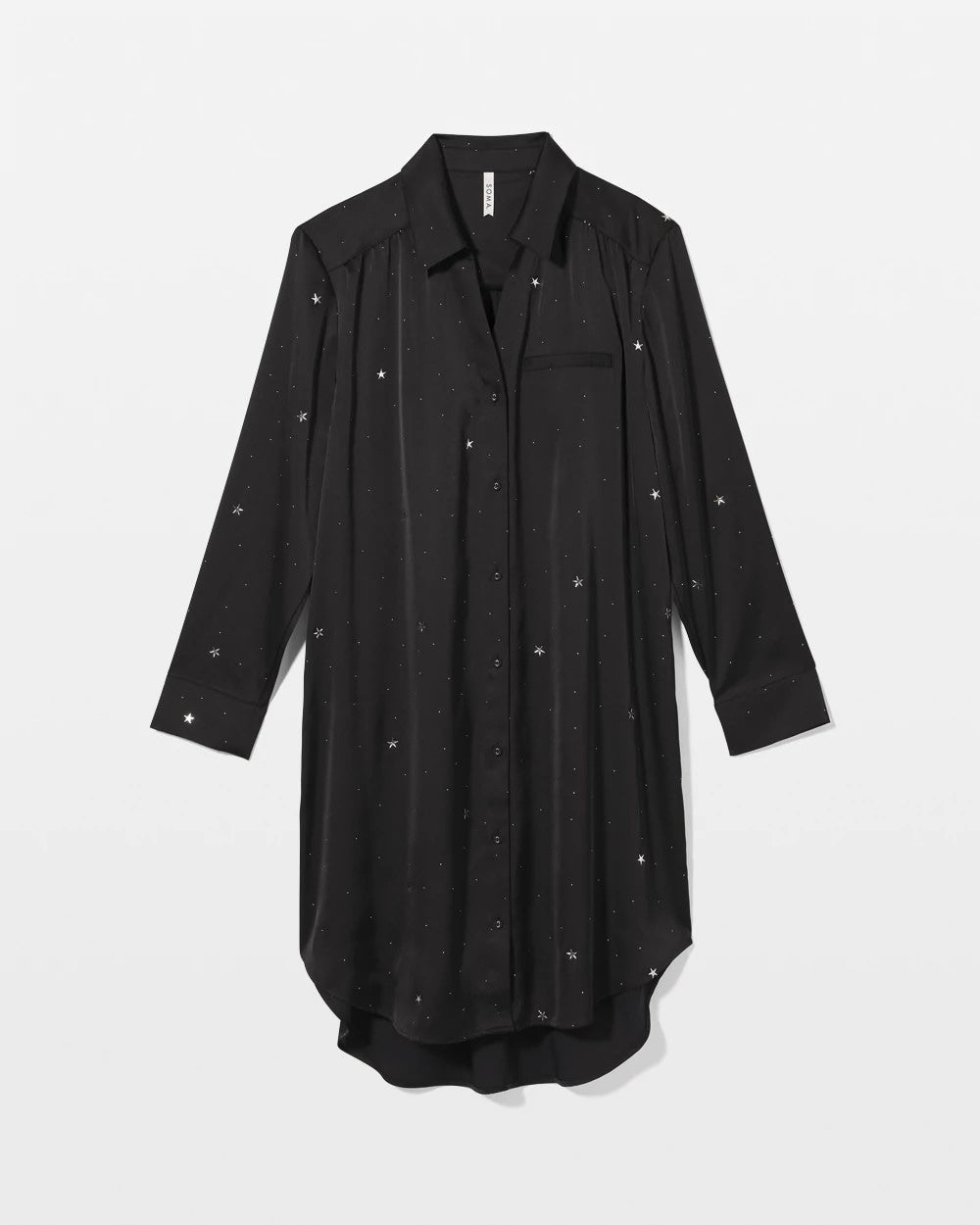 Long-Sleeve Sleep Shirt - SILVER DEW DROP/BLACK | Soma Women