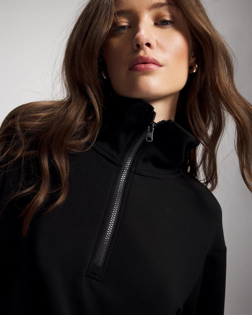 Modern Modal Quarter Zip Sweatshirt - BLACK | Soma Women