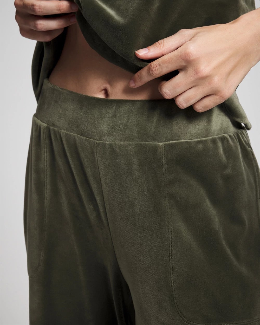 Velour Straight Leg Pants - DARK SAGE | Soma Women