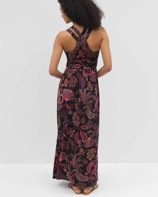Isla Cross Back Maxi Bra Dress - STITCH PAISLEY ALLO BLACK | Soma Women