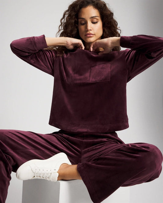 Velour Crewneck Sweatshirt - MERLOT | Soma Women