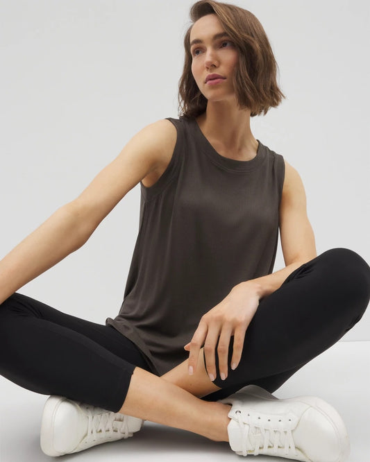 Rib Knit Sleeveless Top - DARK GRAY OLIVE | Soma Women