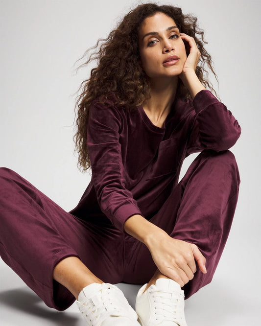 Velour Straight Leg Pants - MERLOT | Soma Women