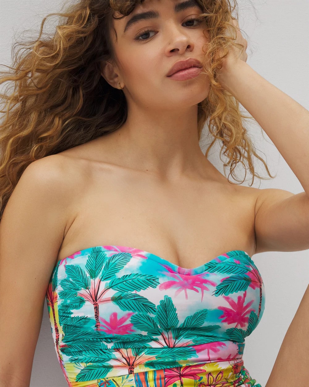 St. Tropez Shirred Bandeau One-Piece Suit - MULTI | Soma Women