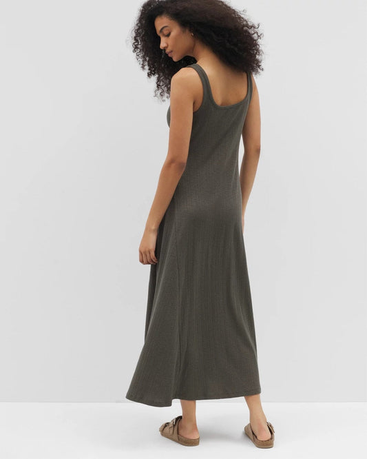 Rib Square Neck Lounge Dress - DARK GRAY OLIVE | Soma Women