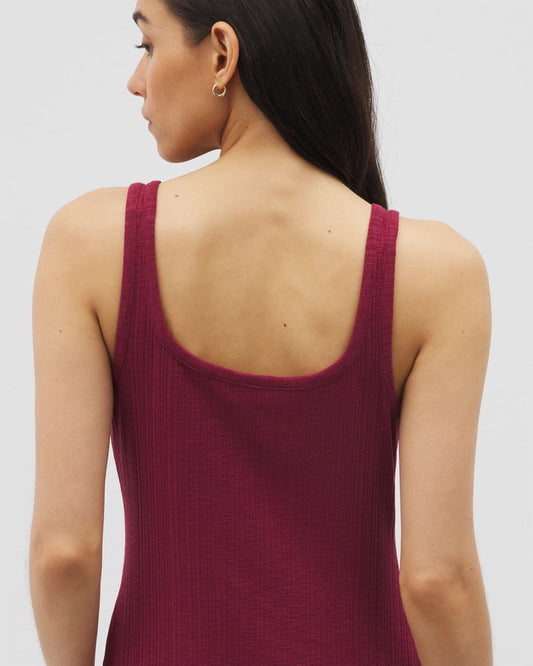 Rib Square Neck Lounge Dress - GARNET | Soma Women