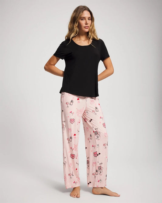 Short Sleeve + Pant Pajama Set - BE MINE PRETTY PINK | Soma Women