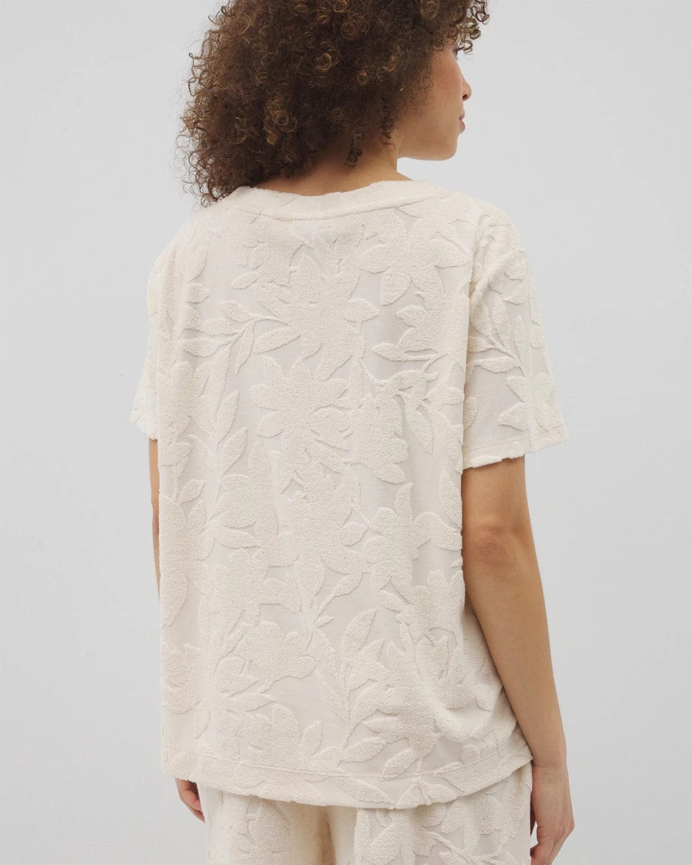 Jacquard Terry Short Sleeve Top - PARCHMENT | Soma Women