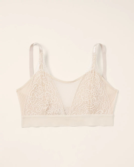 Wireless Pocketed Cupless Lace Bralette - IVORY | Soma Women