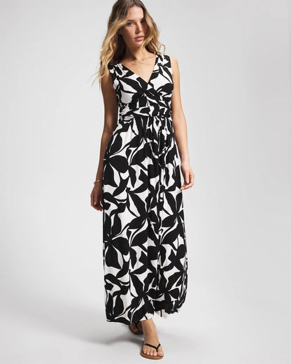Goddess Maxi Bra Dress - MEANDERING LEAF BLACK | Soma Women