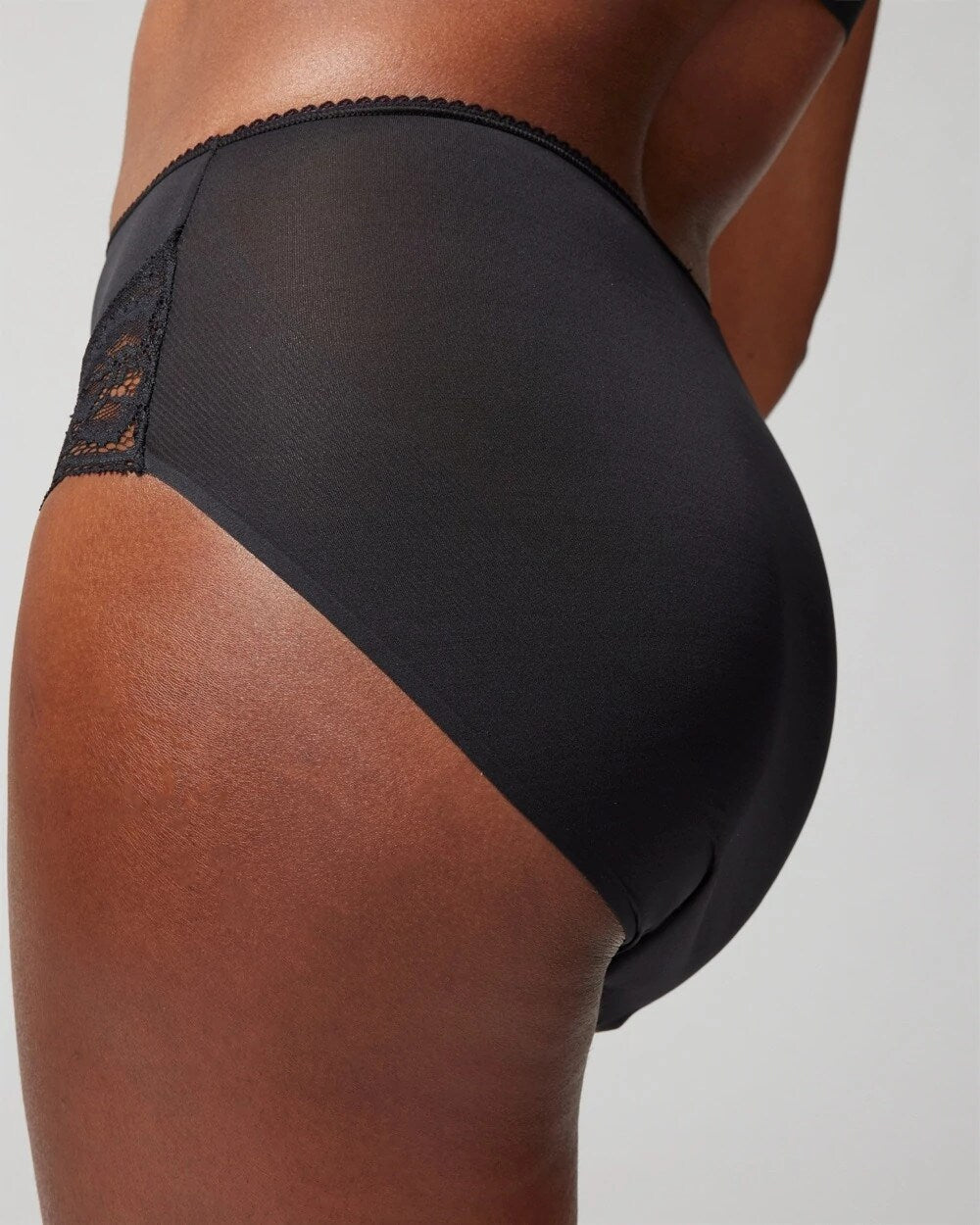 High-Waist Brief Panty with Lace - BLACK | Soma Women