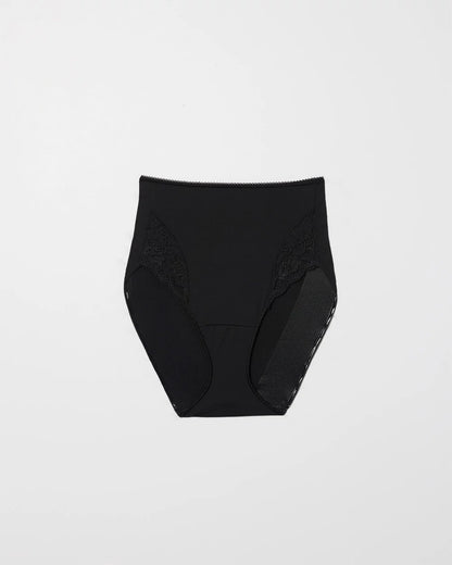 High-Waist Brief Panty with Lace - BLACK | Soma Women