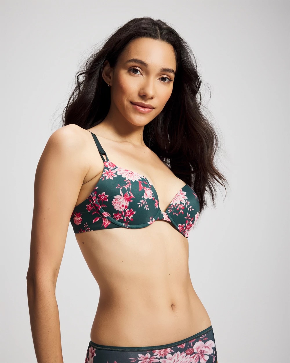 Push-Up Plunge Bra - COTTAGE FLORAL MINI GREEN | Soma Women