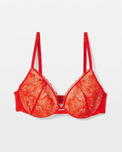 Plunge Bra with Lace - FEELIN POPPY | Soma Women