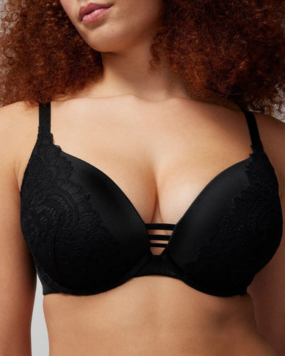 Push-up Plunge Bra with Lace - BLACK | Soma Women