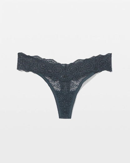 Embraceable Thong Panty with Crochet Lace - PETROL | Soma Women