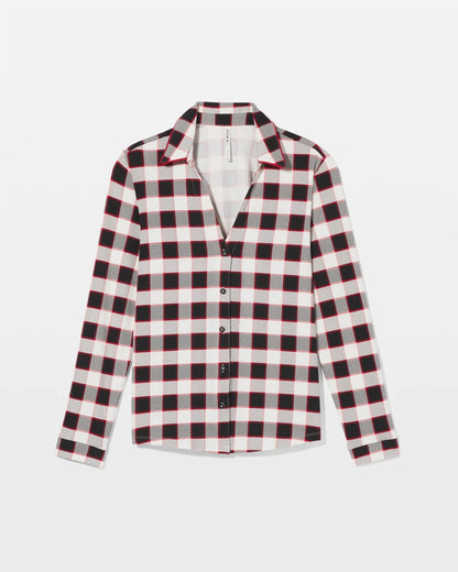 Long-Sleeve Notch Collar Pajama Top - DREAMSCAPE PLAID BLACK | Soma Women