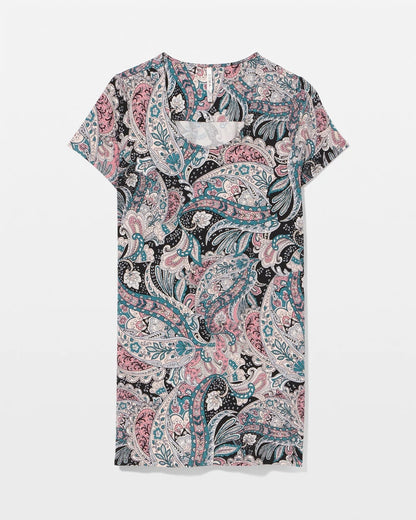 Short Sleeve Scoop Neck Sleepshirt - REGAL PAISLEY BLACK | Soma Women