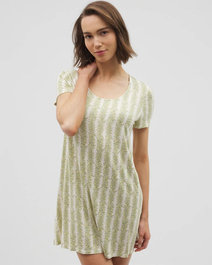 Short Sleeve Scoop Neck Sleepshirt - CHILL STRIPE CHAMPAGNE | Soma Women