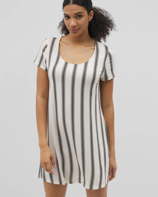 Short Sleeve Scoop Neck Sleepshirt - HAMPTON STRIPE BLACK | Soma Women