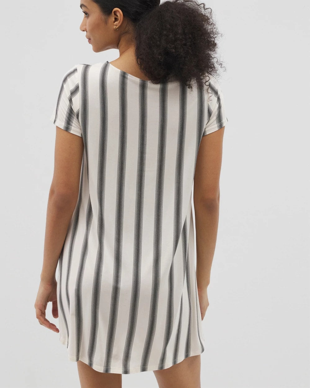 Short Sleeve Scoop Neck Sleepshirt - HAMPTON STRIPE BLACK | Soma Women