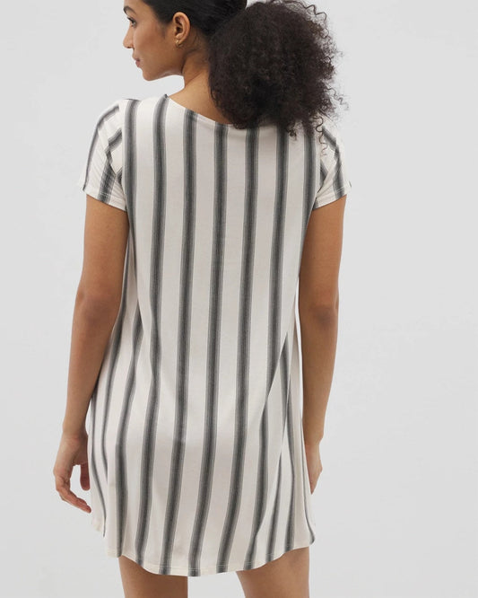 Short Sleeve Scoop Neck Sleepshirt - HAMPTON STRIPE BLACK | Soma Women