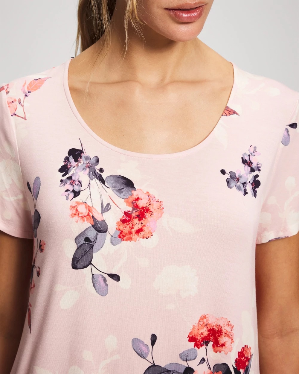 Short Sleeve Scoop Neck Sleepshirt - FLORAL DREAMS PINK BLUSH | Soma Women