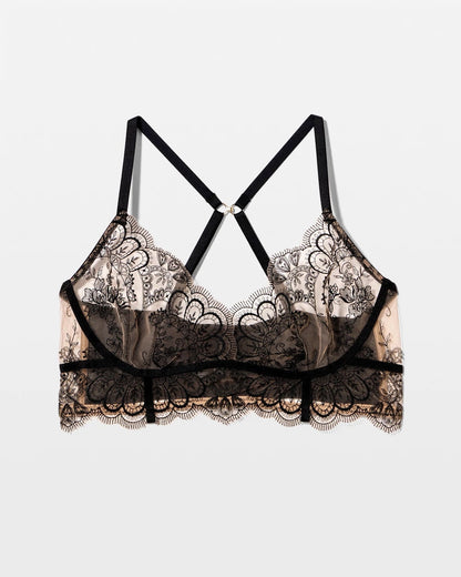 Tattoo Lace Embroidered Bralette - BLACK | Soma Women