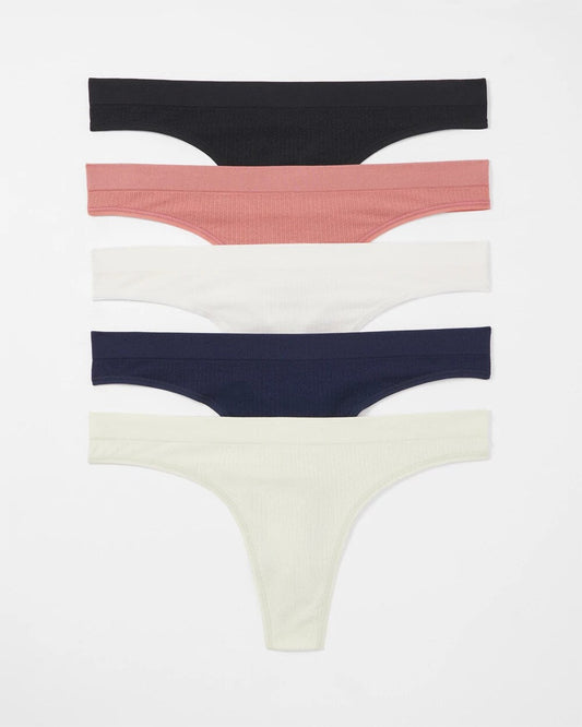 Rib Thong Panty 5 Pack - ALOE WASH MULTIPACK | Soma Women