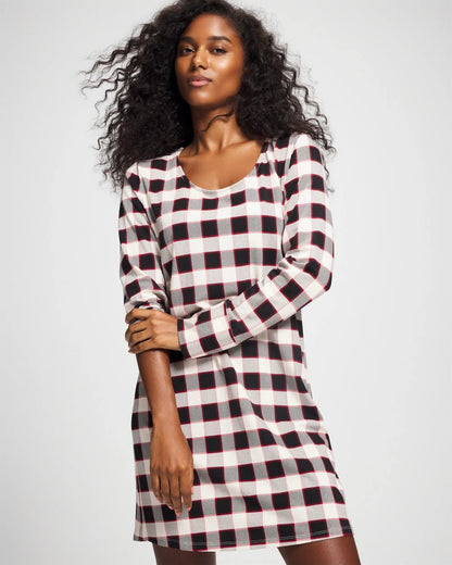 Long-Sleeve Sleepshirt - DREAMSCAPE PLAID BLACK | Soma Women