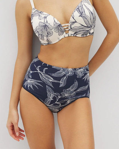 High-Waist Brief Panty - PLUMERIA BLOOMS NAVY CH | Soma Women