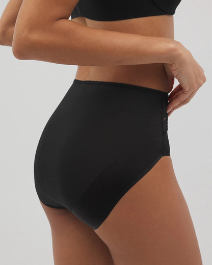 Vanishing Edge Microfiber Modern Brief Panty with Lace - BLACK | Soma Women