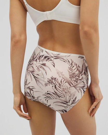 Vanishing Edge Microfiber Modern Brief Panty with Lace - PALM PERFECT M CHAMPAGNE | Soma Women