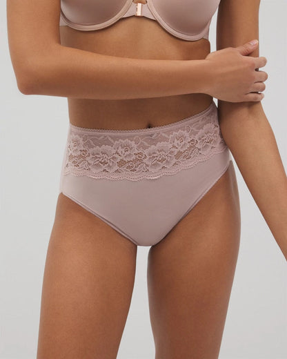Vanishing Edge Microfiber Modern Brief Panty with Lace - ADOBE ROSE | Soma Women