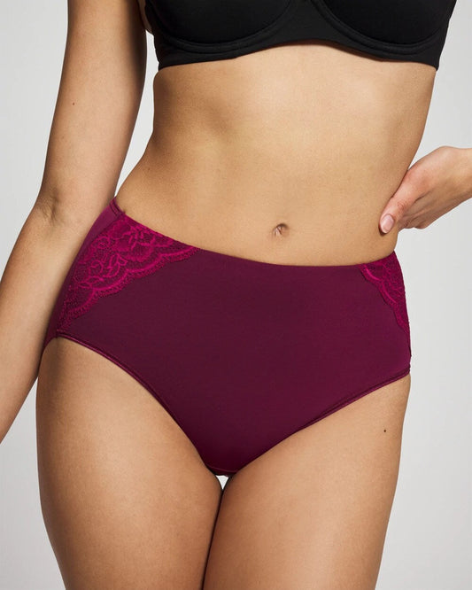 Tummy Modern Brief Panty with Lace - POMEGRANATE WINE | Soma Women