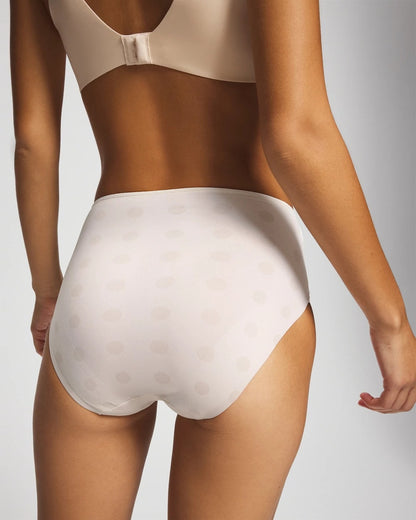 Tummy Modern Brief Panty with Lace - DRAMA DOTS CHAMPAGNE | Soma Women