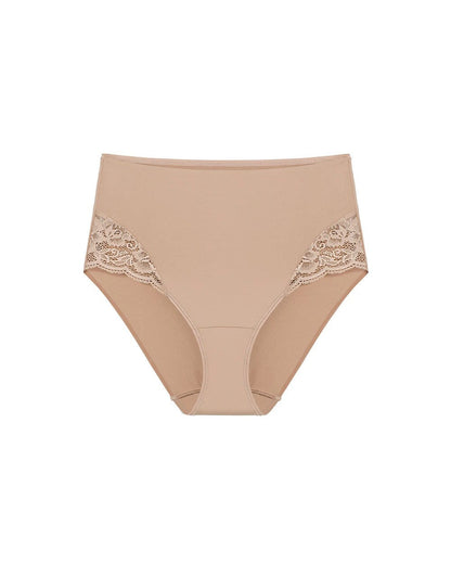 High-Waist Brief Panty with Lace - WARM AMBER | Soma Women