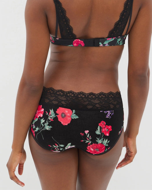 Hipster Panty with Enchanting Lace - RHAPSODY FLORA MINI BLACK | Soma Women