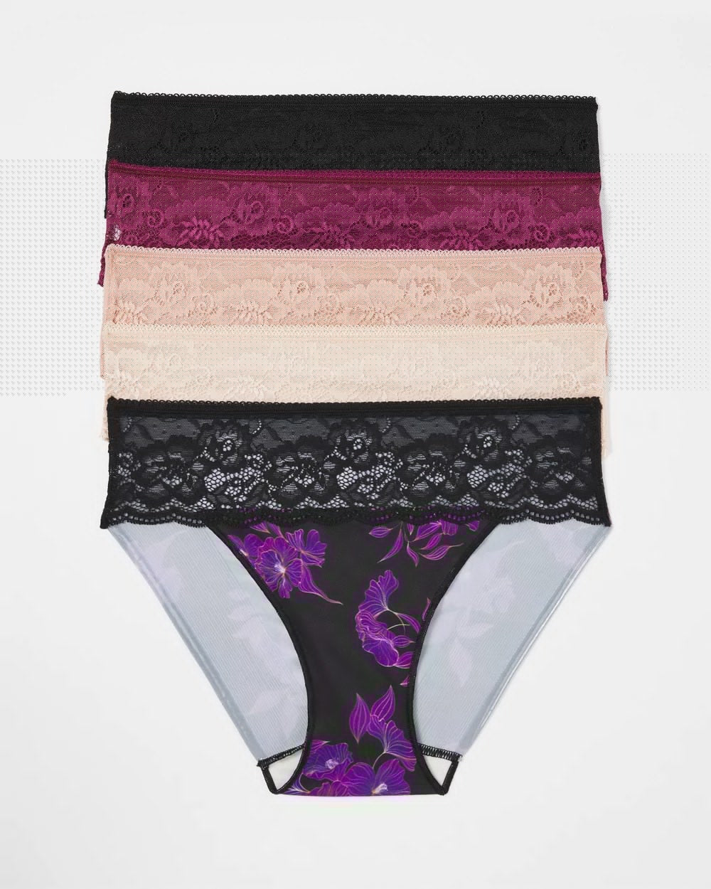 Edge Hipster Panty with Lace 5 Pack - POMEGRANATE WINE MULTI PK | Soma Women