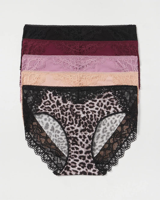 Lace Hipster 5 Pack - DIVINE LEOPARD MULTI PACK | Soma Women