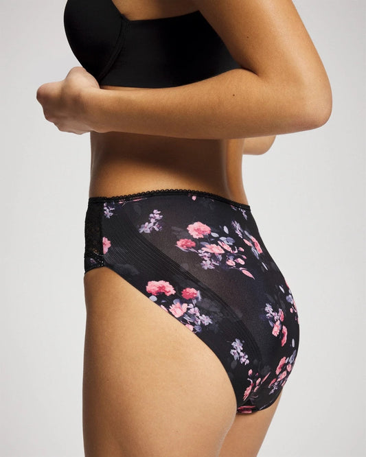Edge High-Leg Panty with Lace - FLORAL DREAMS BLACK MINI | Soma Women