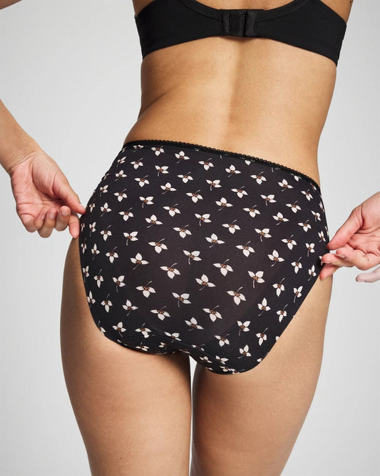 Edge High-Leg Panty with Lace - PEACEFUL PETALS MINI BLK | Soma Women
