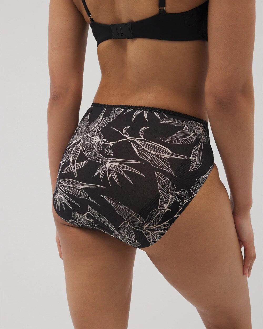 Edge High-Leg Panty with Lace - PLUMERIA BLOOMS BLK CH | Soma Women