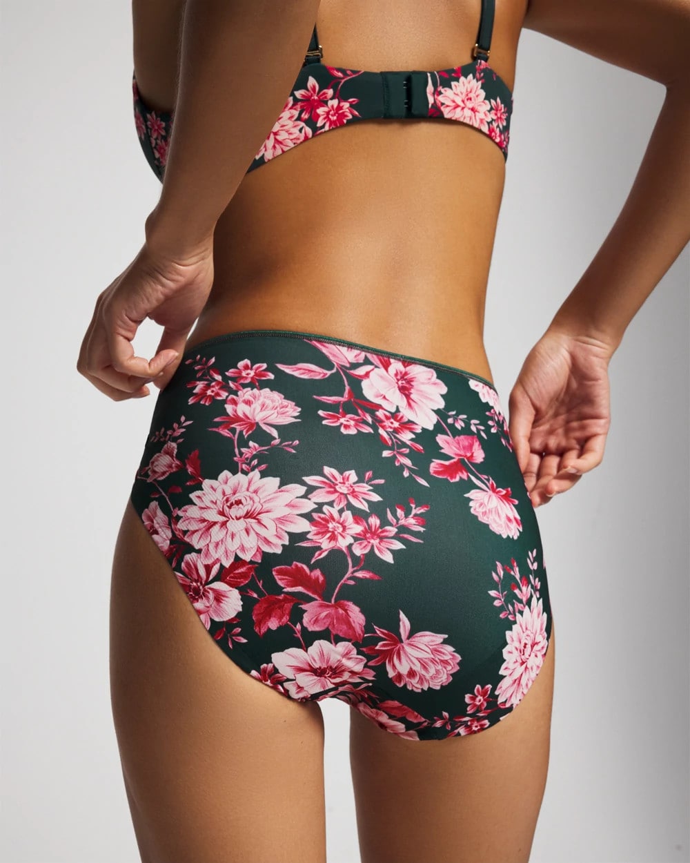 Tummy High-Leg Brief Panty with Lace - COTTAGE FLORAL MINI GREEN | Soma Women